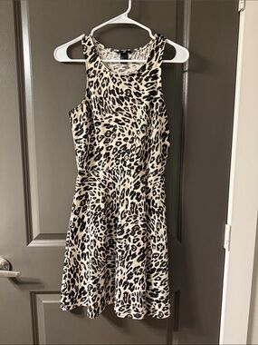 H&M Leopard Print Sleeveless Mini Dress in Cream and Black
